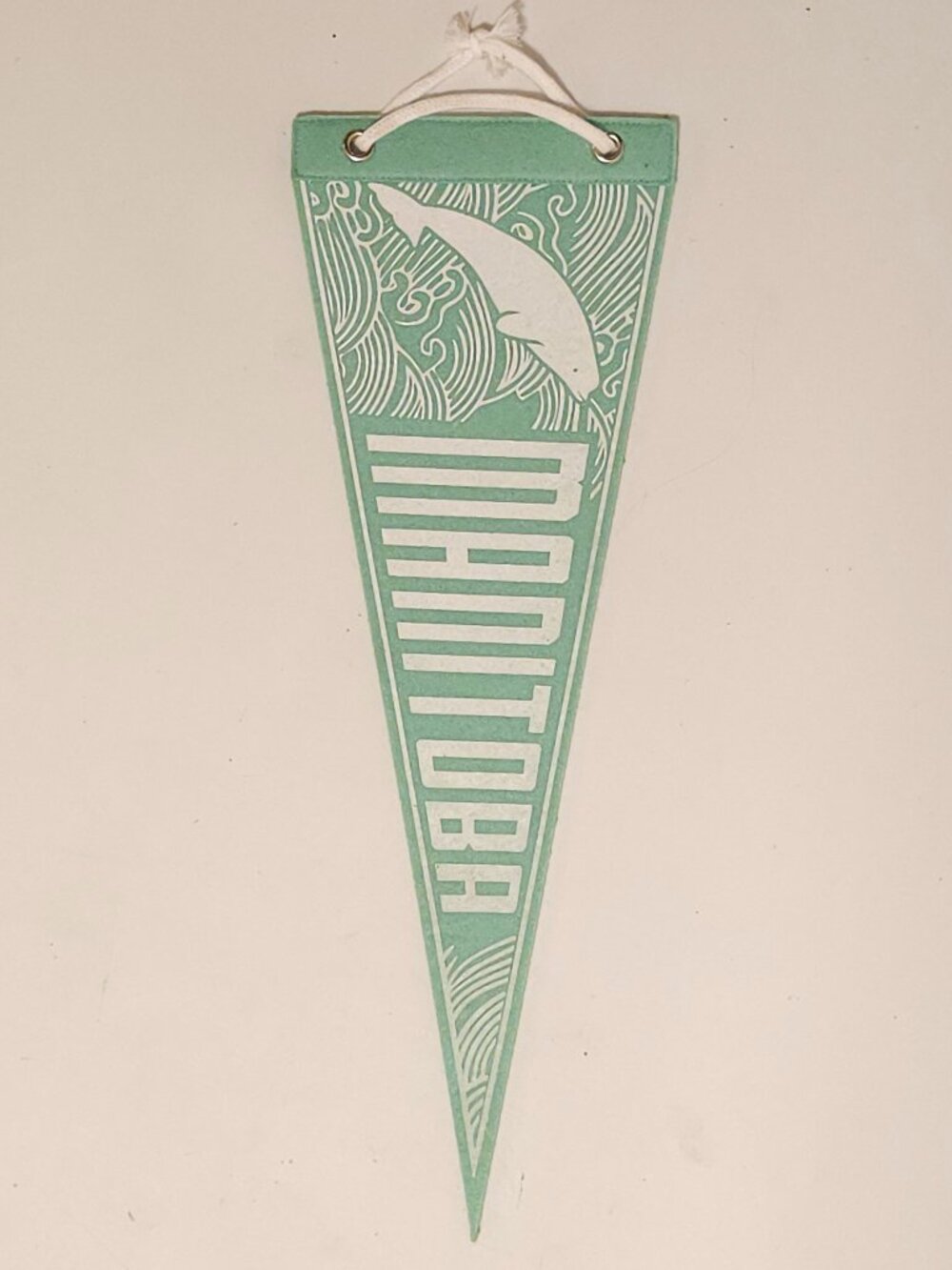 MANITOBA CANADA PENNANT Beluga Whale Mint Green Pennant Drake General Store